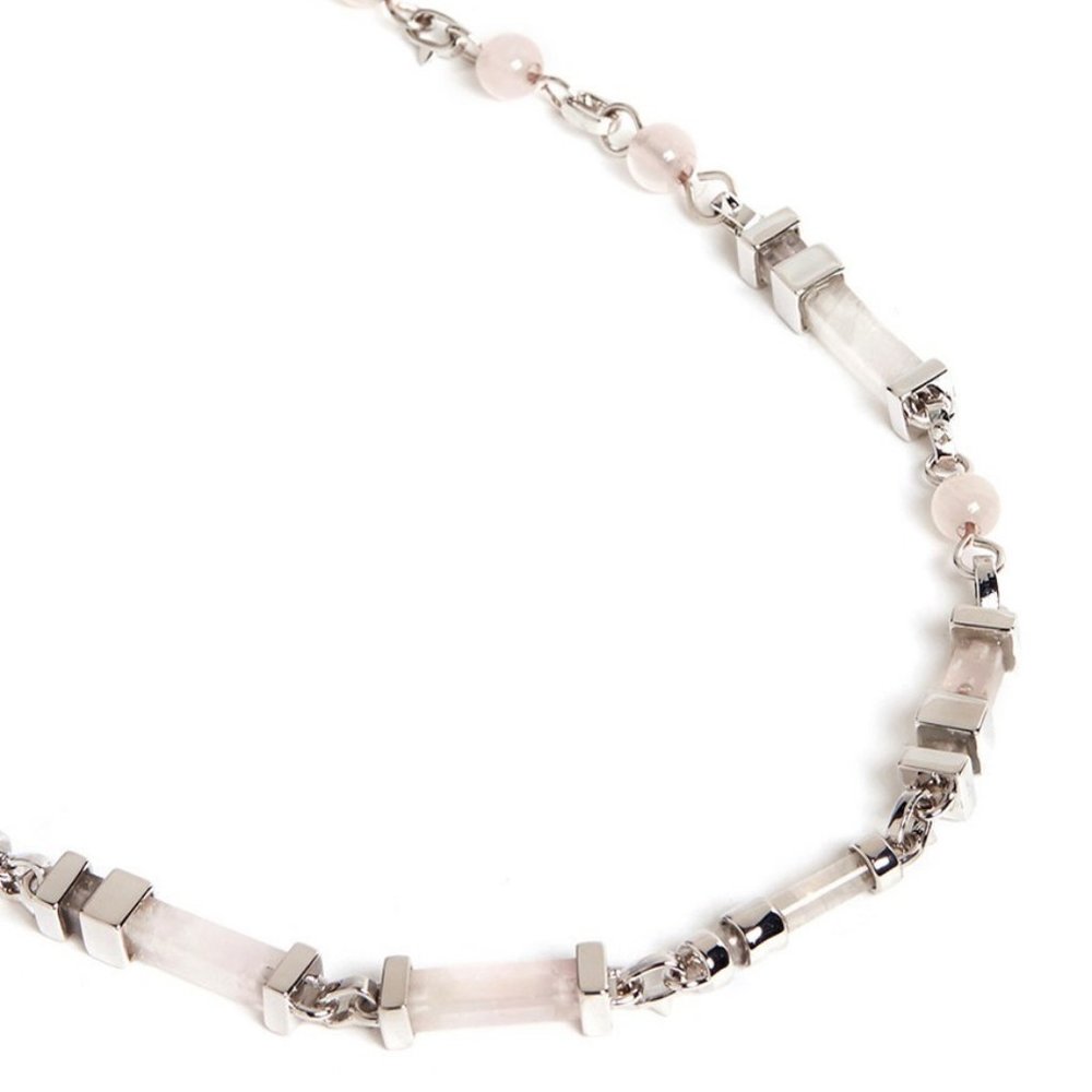 Eddie Borgo Chrome Plated Plinth Quartz Link Necklace